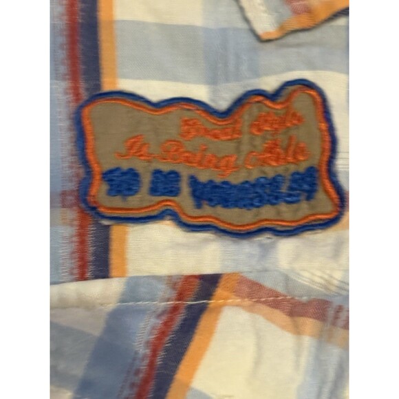 EightX 8X Brand Plaid Long Sleeve Shirt Men's Size XXL Button Up Patches - Picture 6 of 7